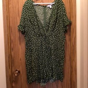 Green poke a  dot romper